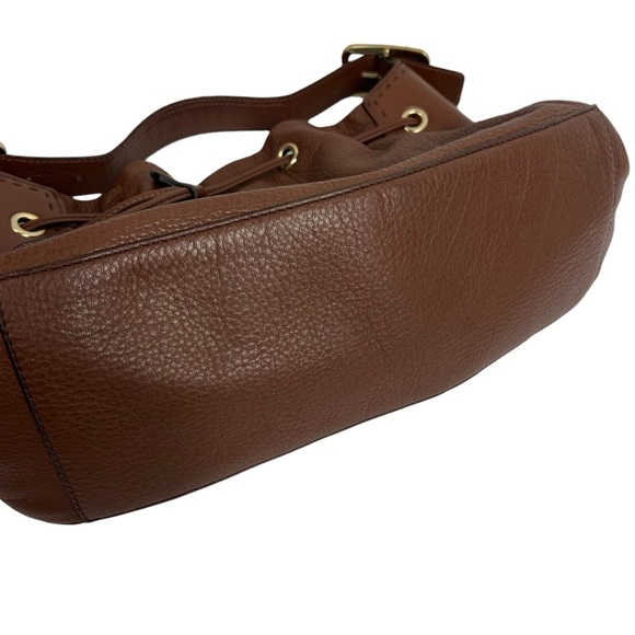 COLE HAAN Chestnut brown Pebbled Leather Slouchy Shoulder Bag Purse Large Buckle - Picture 7 of 10